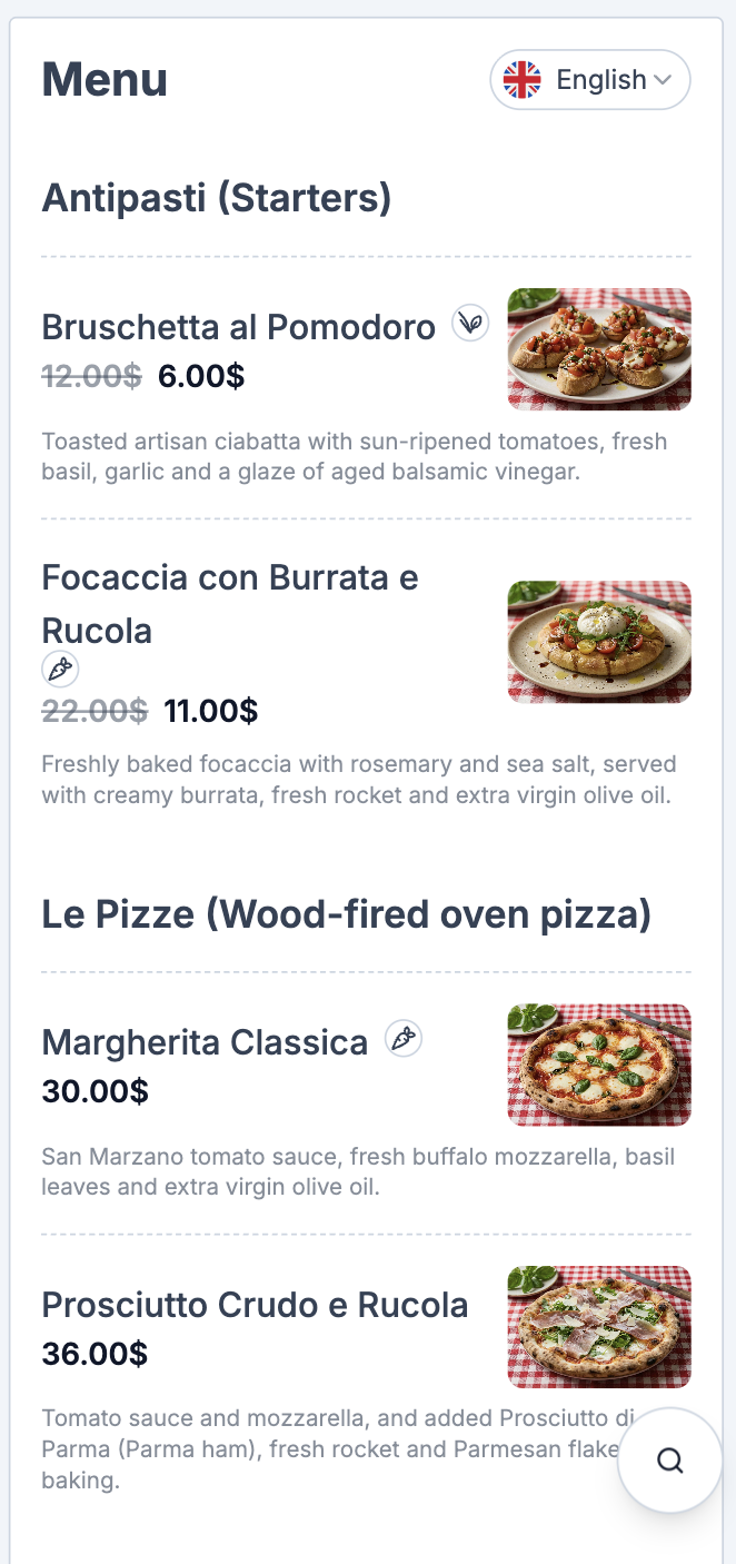 Mobile Menu View
